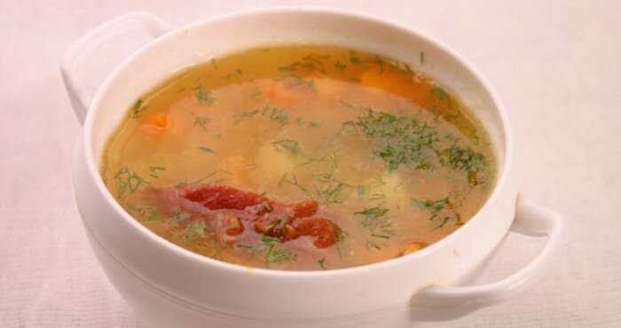 горохово-томатный постный суп