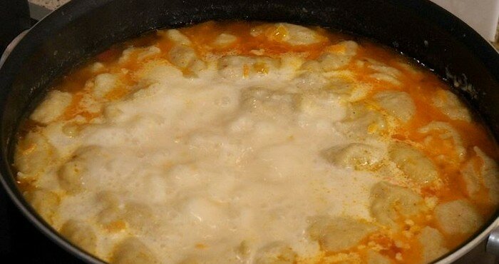 Сырно-грибной суп с клецками